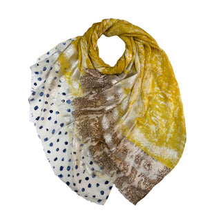 Soft marble printed scarf with silver patches