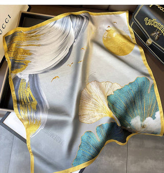 Leaf Pattern 100% mulberry Silk Scarf