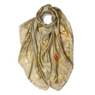 Printed Silky Chain Pattern Large Scarf
