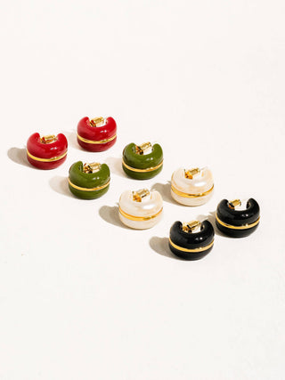Moss Green C-Hoop 18K Gold Earrings