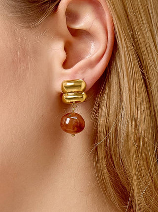 Agate Drop 18K Gold Earrings