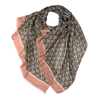 Square patterned lightweight scarf with fringes