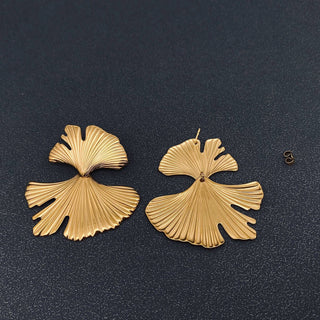Leaf Design 18K Gold Plated Stainless Steel Earring