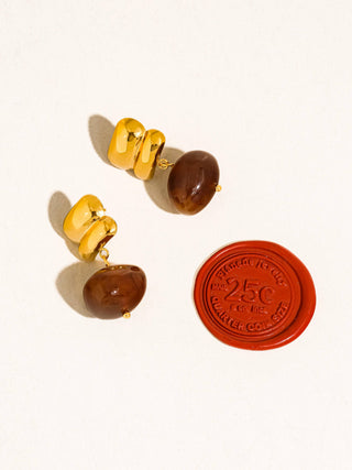 Agate Drop 18K Gold Earrings