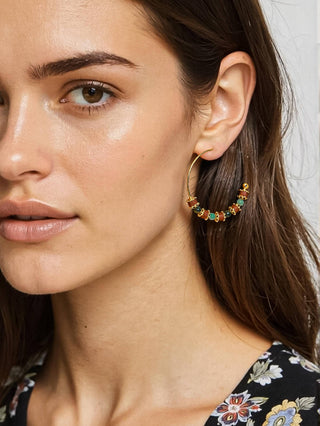 Truett Natural Stone Hoop Earrings