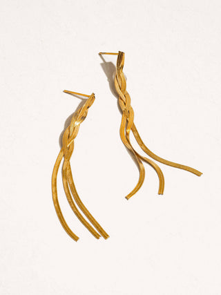 Braided Tassel 18K Gold Earrings