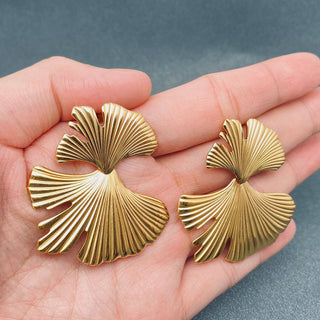 Leaf Design 18K Gold Plated Stainless Steel Earring