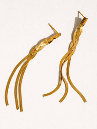 Braided Tassel 18K Gold Earrings