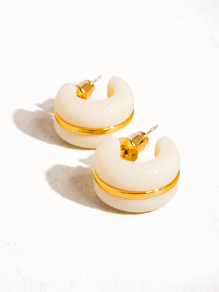 Moss Green C-Hoop 18K Gold Earrings