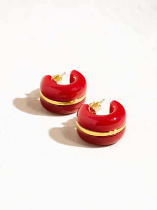 Moss Green C-Hoop 18K Gold Earrings