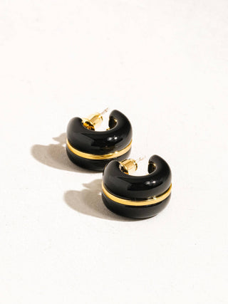 Moss Green C-Hoop 18K Gold Earrings