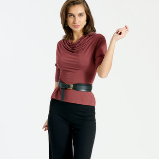 Stress Less Top 3/4 Sleeve Lightweight Brick