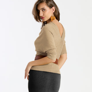 Stress Less Top 3/4 Sleeve Beige