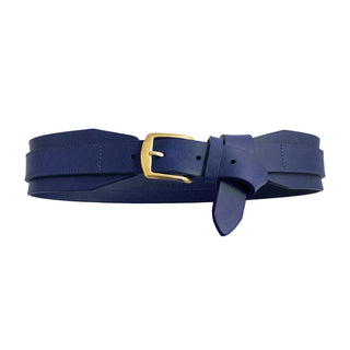 Full Grain, Genuine Leather Contour Belt - Midnight Navy