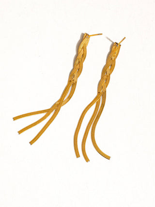 Braided Tassel 18K Gold Earrings