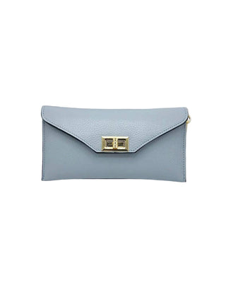 Genuine Leather Convertible Clutch with Crossbody Chain, Made in Italy