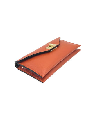 Genuine Leather Convertible Clutch with Crossbody Chain, Made in Italy