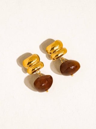 Agate Drop 18K Gold Earrings
