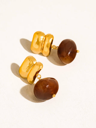 Agate Drop 18K Gold Earrings