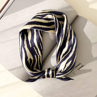 Navy Zebra stripes 100% mulberry Silk