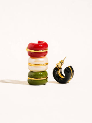 Moss Green C-Hoop 18K Gold Earrings