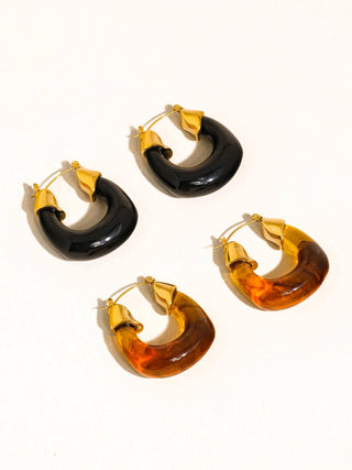 Noire Resin 18K Gold Earrings
