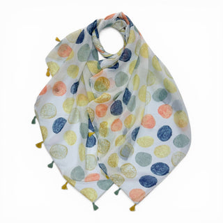Pastel Polka Dot Scarf with Tassels
