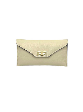 Genuine Leather Convertible Clutch with Crossbody Chain, Made in Italy
